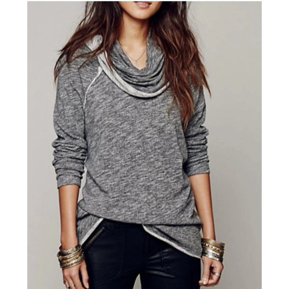 Free People FP Beach One Body Cocoon Cowl Neck Pullover Hoodie Heather Gray XS S